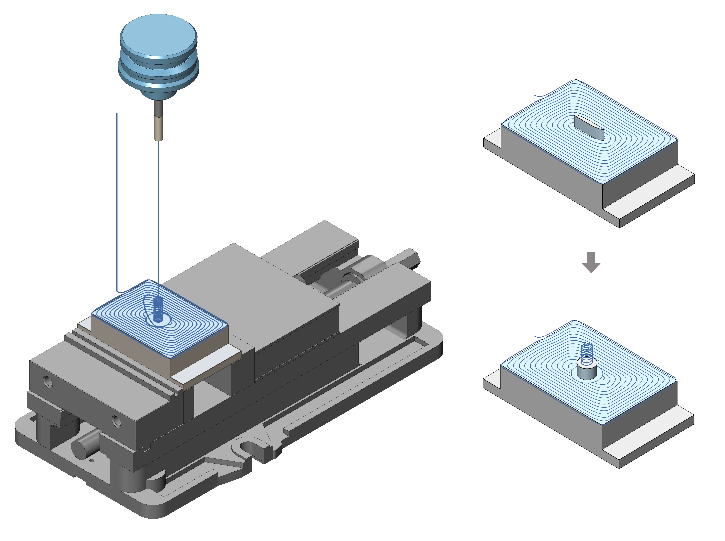 Stock pillar removal for adaptive roughing