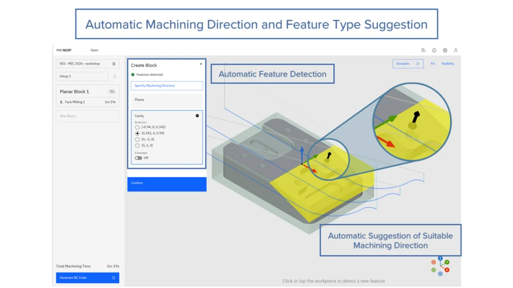 NGSP - Automatic Machining Direction and Feature Type Suggestion