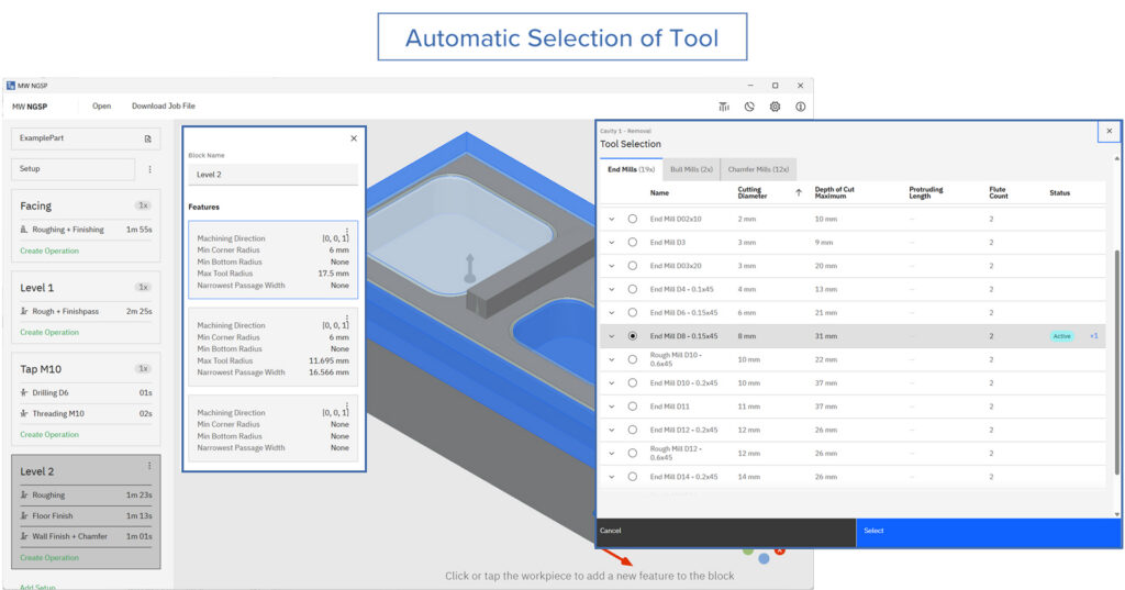 NGSP - Automatic Selection of Tool and Built-In Machine Context